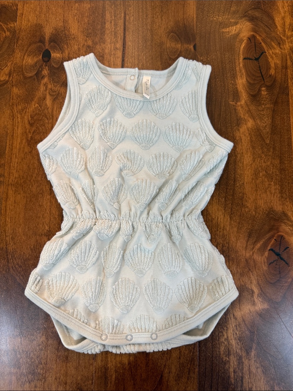 Rylee + Cru Light Blue Shell Knit Romper